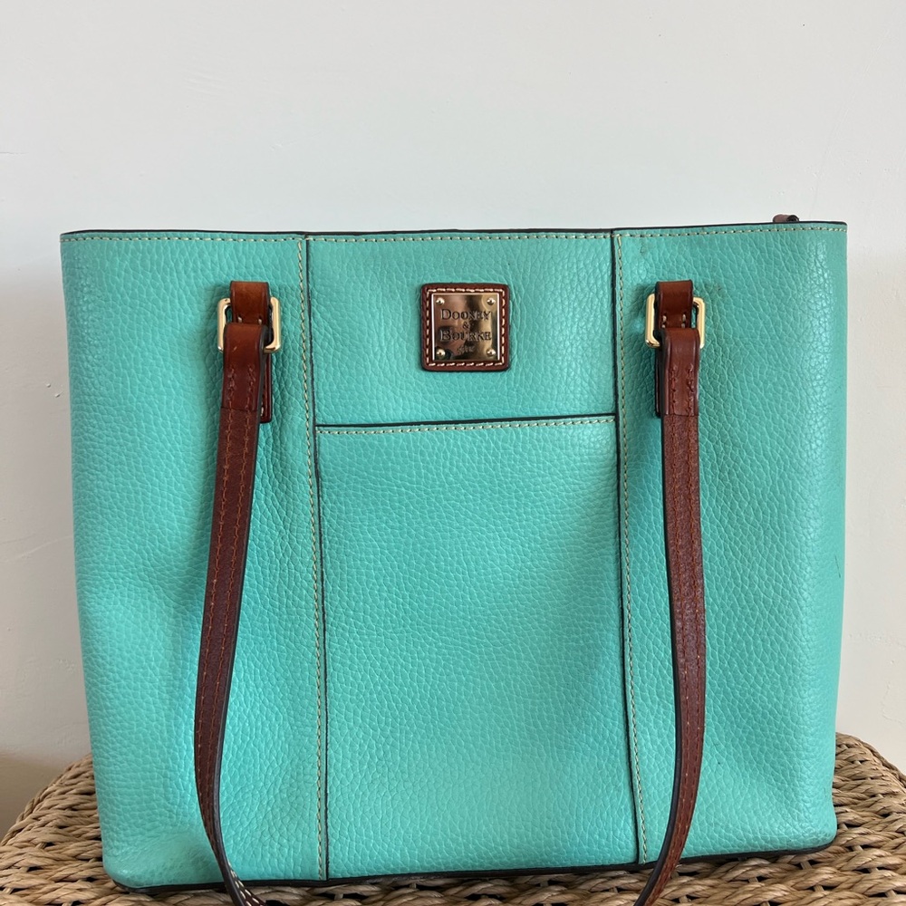 Dooney & Bourke Turquoise Leather Tote Bag